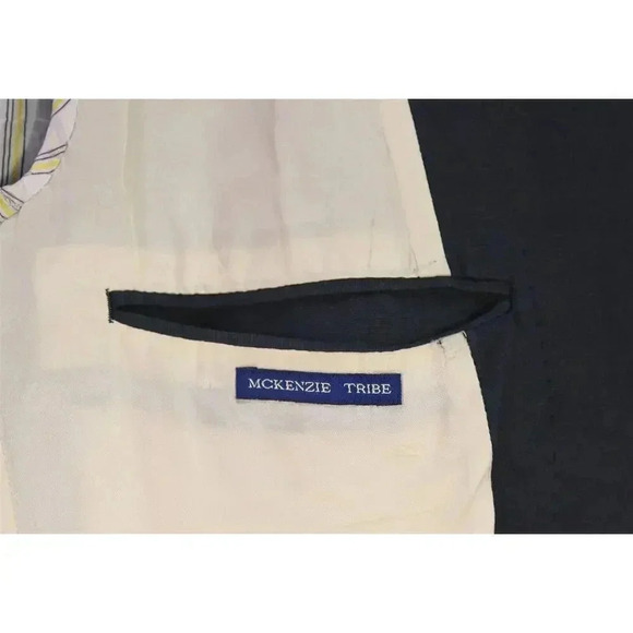 McKenzie Tribe Navy Blue Linen-Viscose Patch Pocket Blazer Jacket 44R - Picture 7 of 8